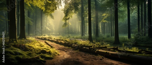 Morning with the sunrise in the forest photo