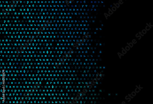 Dark blue, green vector layout with latin alphabet.