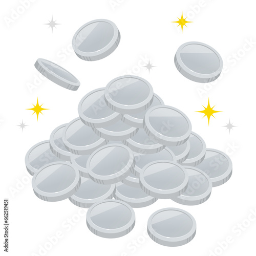 降り積もる銀貨のイメージ_ベクターイラスト