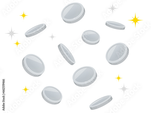 降り注ぐ銀貨のイメージ_ベクターイラスト