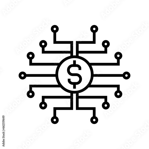 money with electric circuit, illustration of wireless payment and transfer icon vector