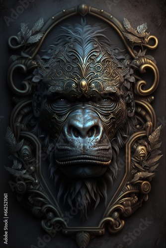 The gorilla serene expression and the lotus position. and the crown on its head create a sense of mystery and intrigue.