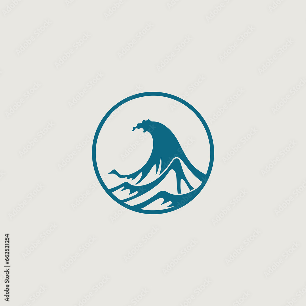 海をシンボリックに用いたシンプルかつスタイリッシュなロゴのベクター画像
