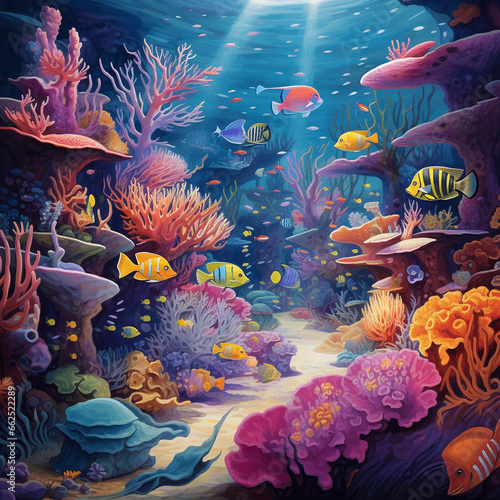 colorful fishes under the sea in the water