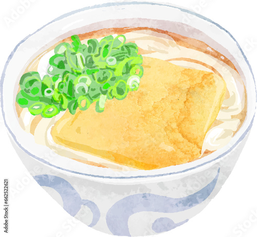 うどんの水彩風ベクターイラスト