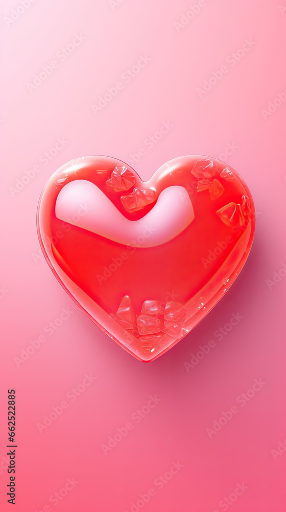 A red glass heart, the symbol of St. Valentine's Day.