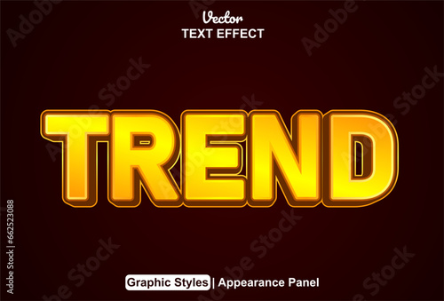 trend text effect with orange graphic style and editable