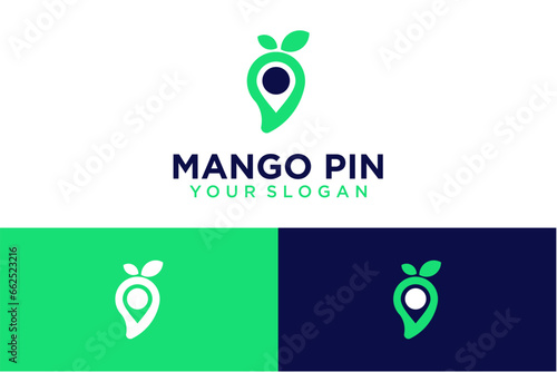 mango logo design with pin or location