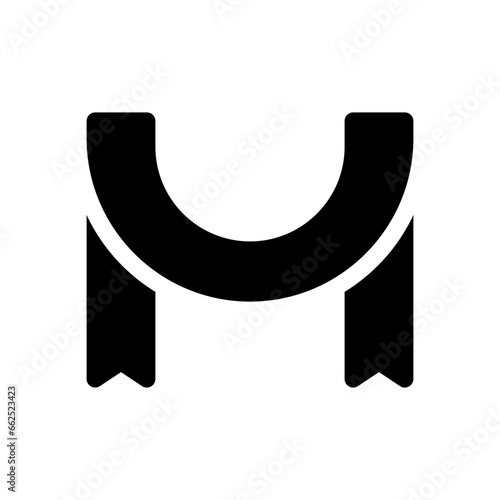circle ribbon glyph icon