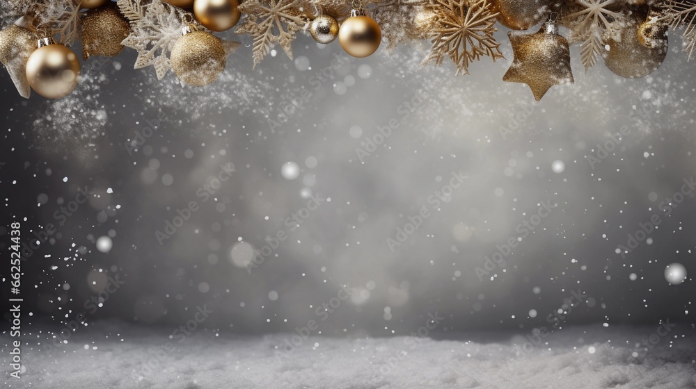 Fototapeta premium space for text on textured background surrounded by christmas decoration, background image, AI generated