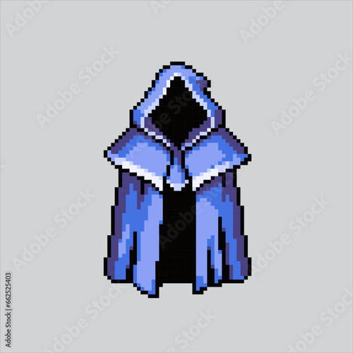 Pixel art illustration cloak. Pixelated magical cloak. Magical Wizard cloak
icon pixelated for the pixel art game and icon for website and video game.
old school retro.