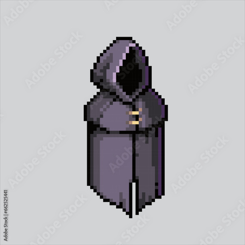 Pixel art illustration cloak. Pixelated magical cloak. Magical Wizard cloak
icon pixelated for the pixel art game and icon for website and video game.
old school retro.