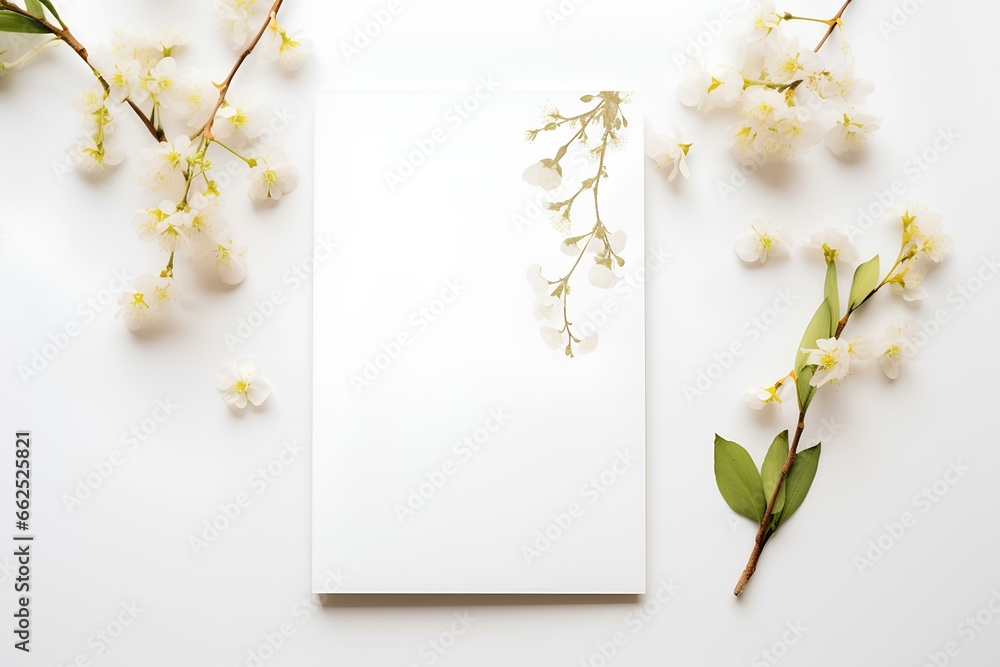 Simple wedding invite with a minimalist design, inspired by the freshness of spring. generative AI Simple wedding invite with a minimalist design, inspired by the freshness of spring. generative AI