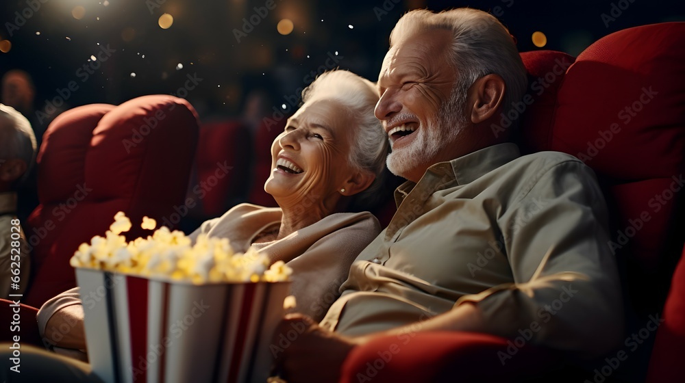 elderly senior couple watching a festive movie on movie night elderly senior couple watching a festive movie on movie night