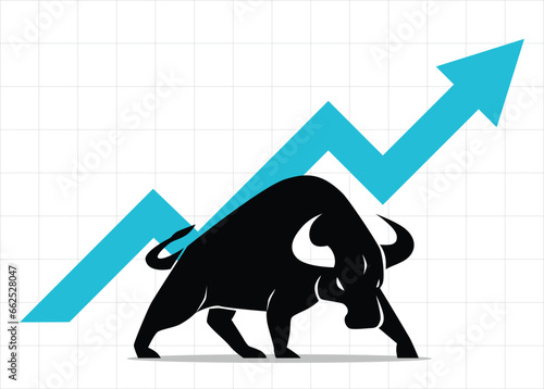 trading bullish position forex stock graph rising up profit grow up blue arrow pointing up