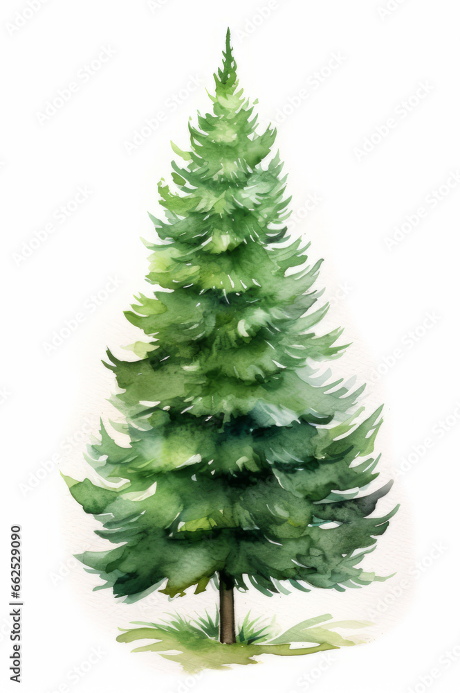 Fototapeta premium Watercolor Christmas tree for Christmas stuff