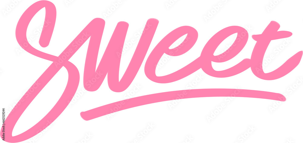 Obraz premium Pink Sweet word handwriting