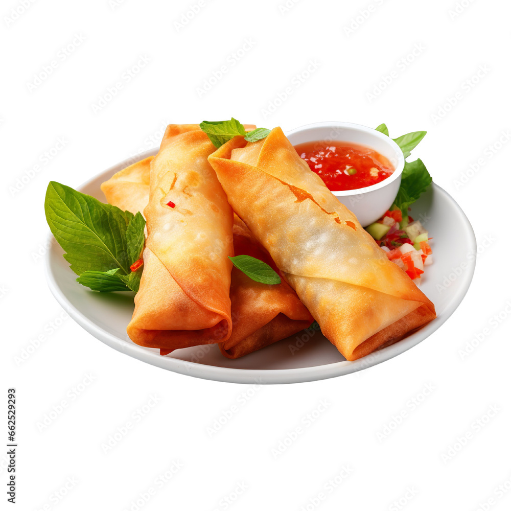 Spring roll on a white background isolated PNG