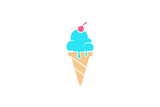 Ice cream vector logo design with cherry fruit