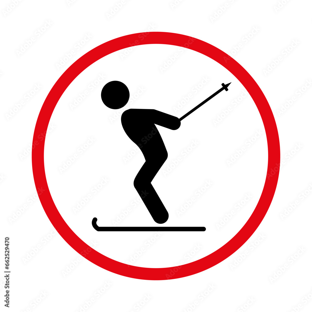 The icon of the skiing place. Prohibition of descent from the mountain, snow slope. EPS10 The icon of the skiing place. Prohibition of descent from the mountain, snow slope. EPS10