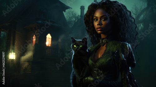Spooky African American female haunted house which