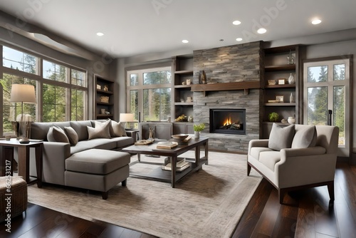 modern living room with fireplace © Asad