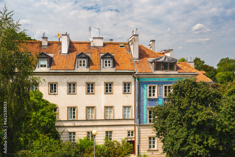 Warsaw's Old Town  apartment buildings and tenement houses. Architecture, street view