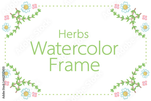 アロマに使われるハーブ・植物のイラスト・フレーム。ベクター素材