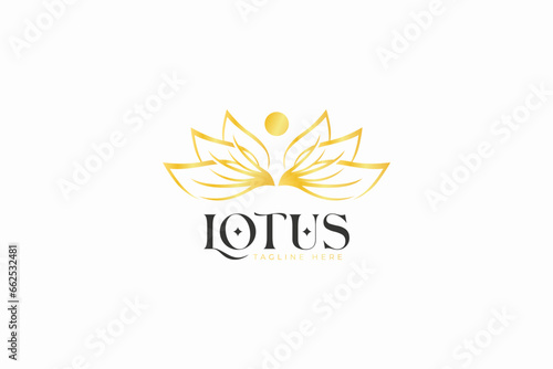 Lotus Leaf Gold Logo Abstract Natural Health Mental and Physical Quality Life
