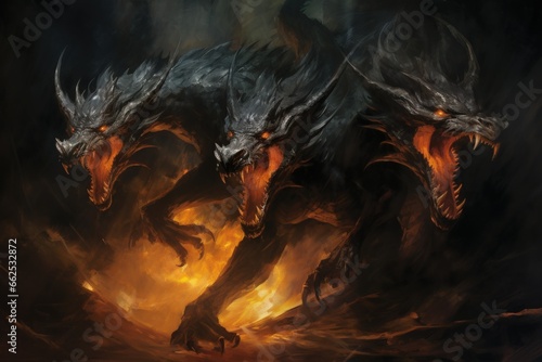 Ferocious shadow dragons, wreathed in darkness and possessing formidable power - Generative AI