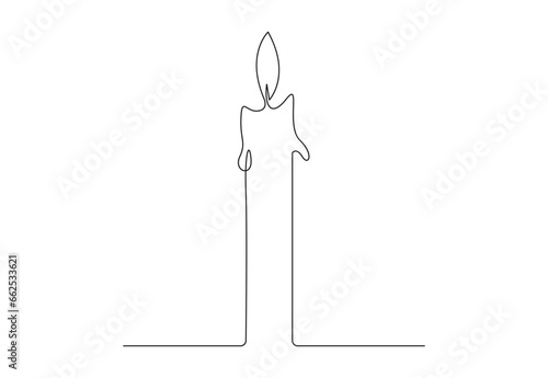  Single continuous line drawing of candle. Isolated on white background vector illustration. Premium vector. 