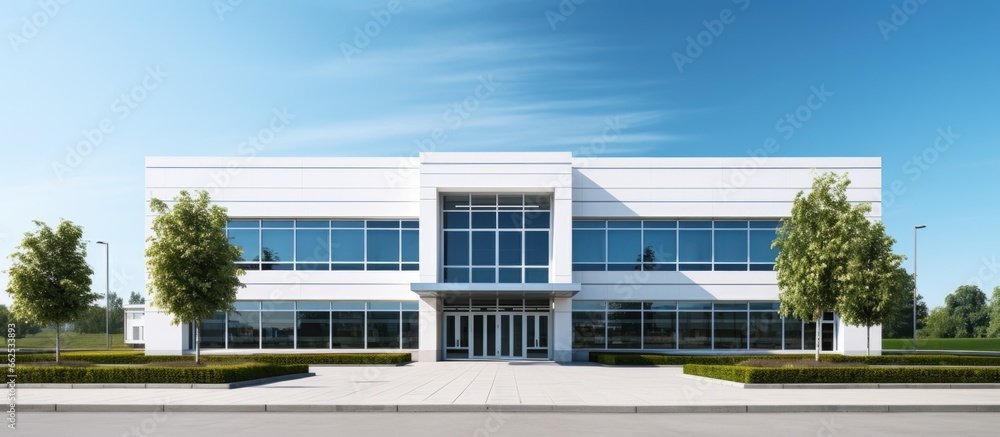 Modern double story suburban office building with a standard appearance - obrazy, fototapety, plakaty 