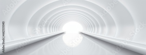 White background 3D room light abstract space technology tunnel stage floor. Empty white future 3D neon background studio futuristic corridor render modern interior silver road black wall design gray