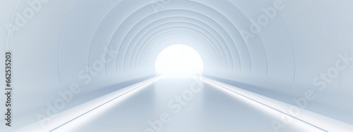 White background 3D room light abstract space technology tunnel stage floor. Empty white future 3D neon background studio futuristic corridor render modern interior silver road black wall design gray