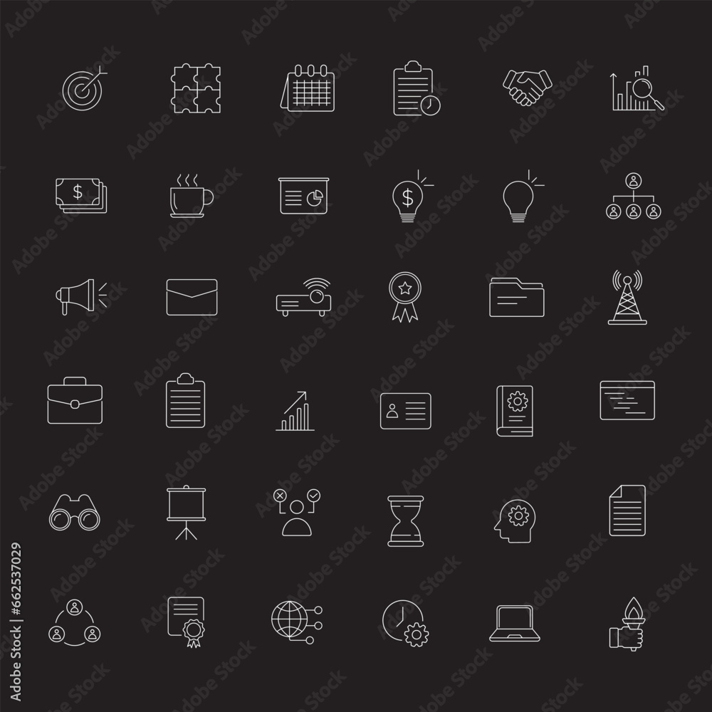 business line icon pack, line business icon pack