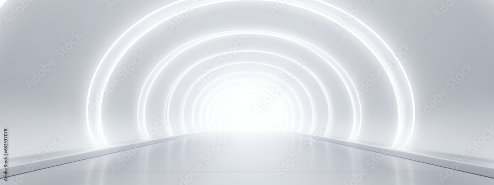 White background 3D room light abstract space technology tunnel stage floor. Empty white future 3D neon background studio futuristic corridor render modern interior silver road black wall design gray White background 3D room light abstract space technology tunnel stage floor. Empty white future 3D neon background studio futuristic corridor render modern interior silver road black wall design gray