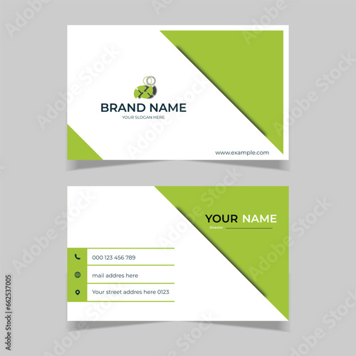 elegant business card design template green and white color