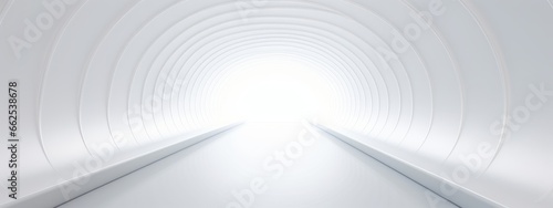 White background 3D room light abstract space technology tunnel stage floor. Empty white future 3D neon background studio futuristic corridor render modern interior silver road black wall design gray