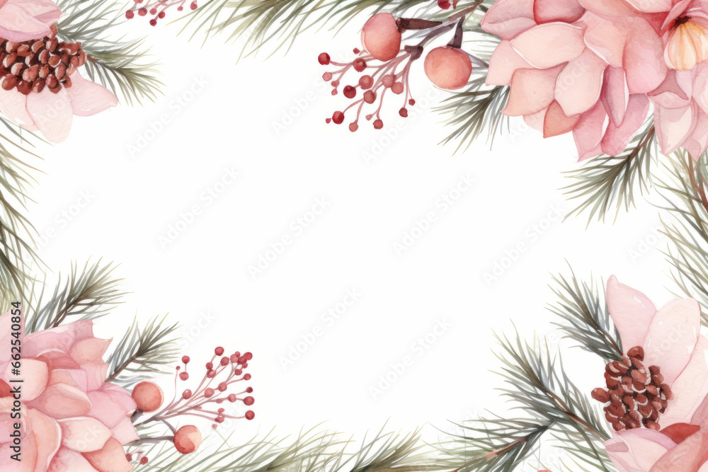 Design frame featuring emerald Christmas greenery, red winter berry, juniper, cedar, emerald pine, and spruce. Ideal for creating a stylish winter-themed wedding or New Year party invitation card Design frame featuring emerald Christmas greenery, red winter berry, juniper, cedar, emerald pine, and spruce. Ideal for creating a stylish winter-themed wedding or New Year party invitation card