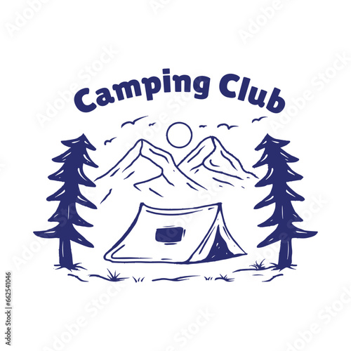 Camping Club vintage hand draw