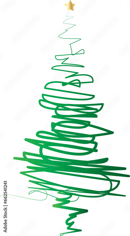 Hand drawn doodle line art christmas tree. Hand drawn doodle line art christmas tree.