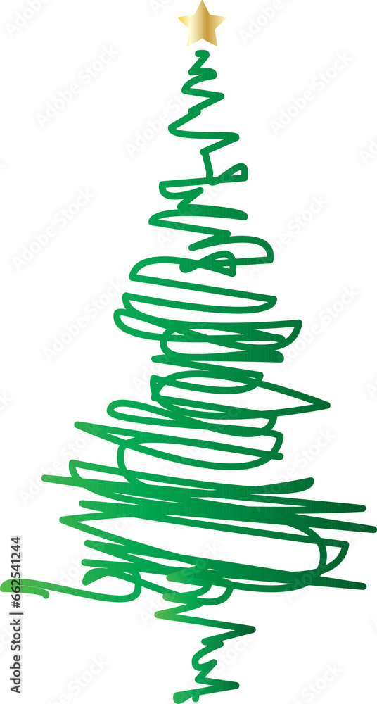 Hand drawn doodle line art christmas tree. Hand drawn doodle line art christmas tree.
