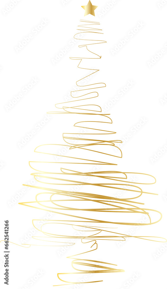 Hand drawn gold doodle christmas tree. Hand drawn gold doodle christmas tree.