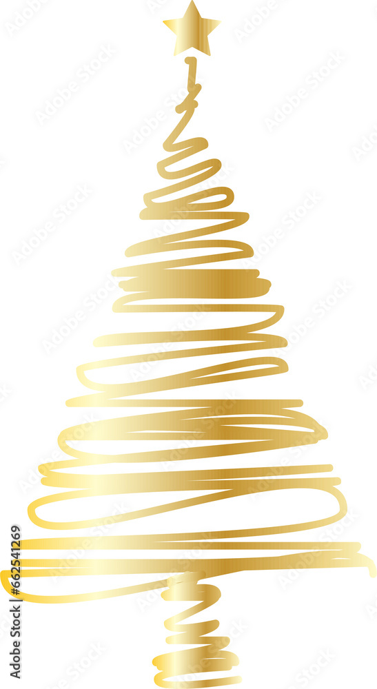 Hand drawn gold doodle christmas tree. Hand drawn gold doodle christmas tree.