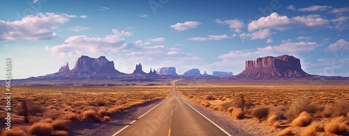 Endless adventure. Journey through desert landscape. Scenic road trip in California. American wilderness. Traveling highway