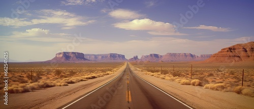 Endless adventure. Journey through desert landscape. Scenic road trip in California. American wilderness. Traveling highway