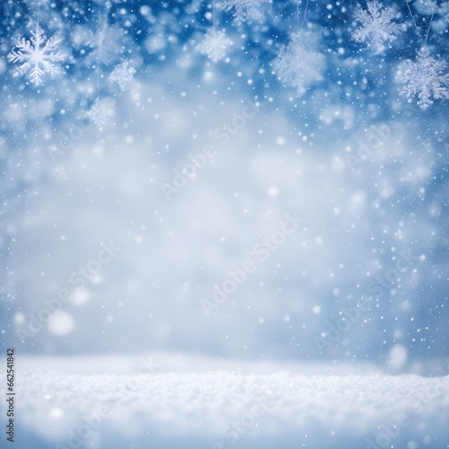 Natural Winter Christmas with snowfalls background. A Generative AI Digital Illustration.  © Amlumoss