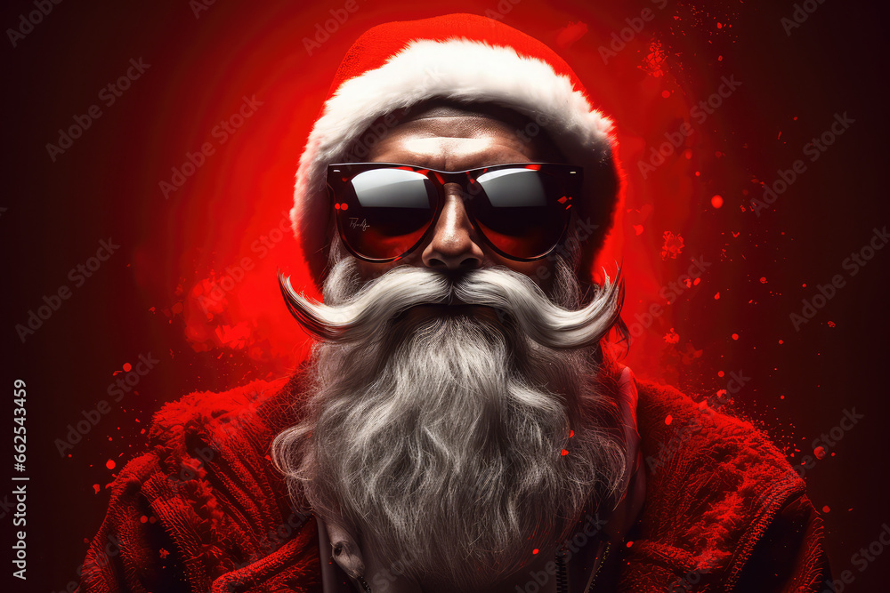 santa clause with beard and sunglasses