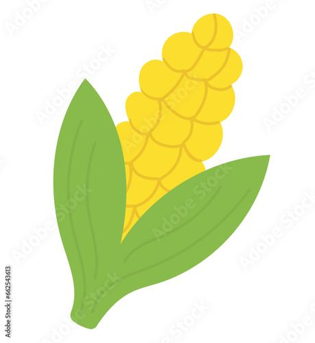 Corn On The Cob. Maize Icon flat Illustration. Harvest Vector Symbol.