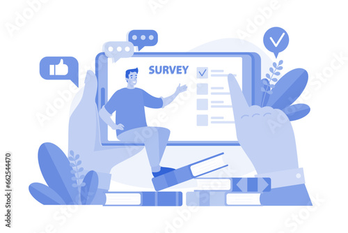 Man answering online survey.